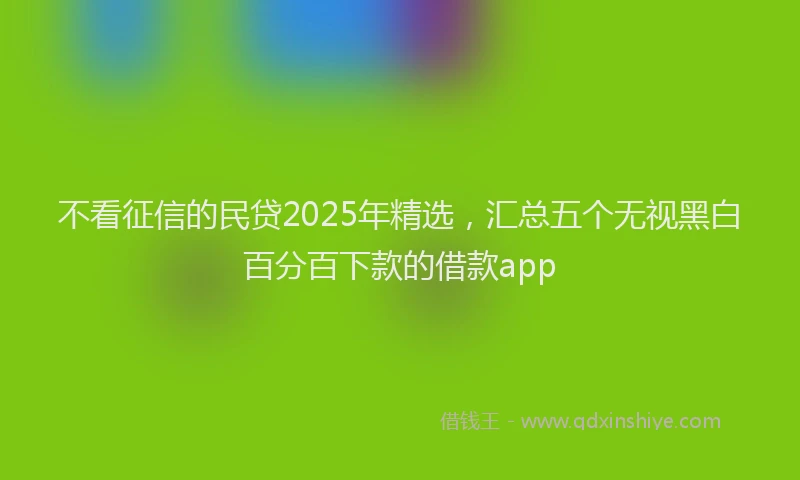 不看征信的民贷2025年精选，汇总五个无视黑白百分百下款的借款app