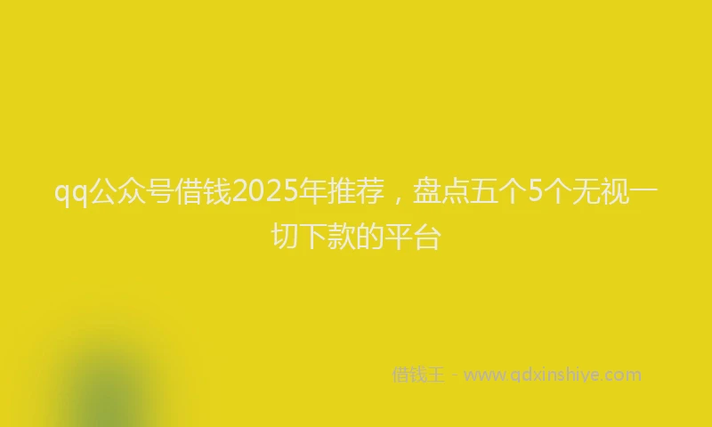 qq公众号借钱2025年推荐，盘点五个5个无视一切下款的平台