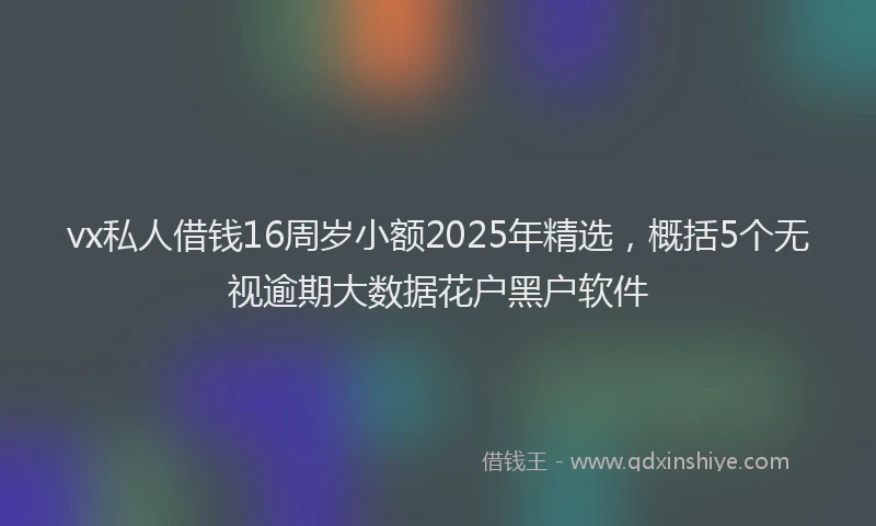 vx私人借钱16周岁小额2025年精选，概括5个无视逾期大数据花户黑户软件