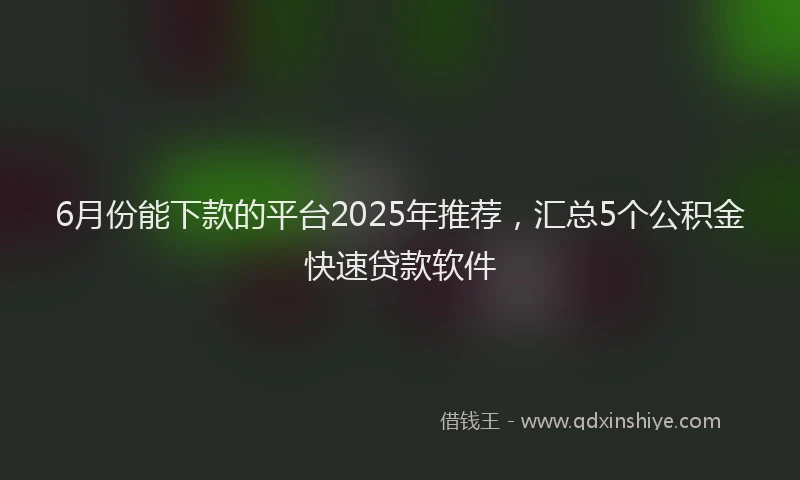 6月份能下款的平台2025年推荐，汇总5个公积金快速贷款软件