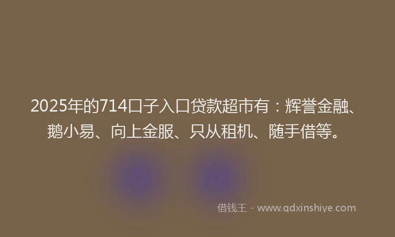 2025年的714口子入口贷款超市有：辉誉金融、鹅小易、向上金服、只从租机、随手借等。
