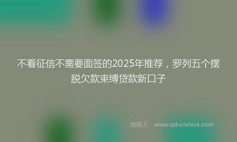 不看征信不需要面签的2025年推荐，罗列五个摆脱欠款束缚贷款新口子