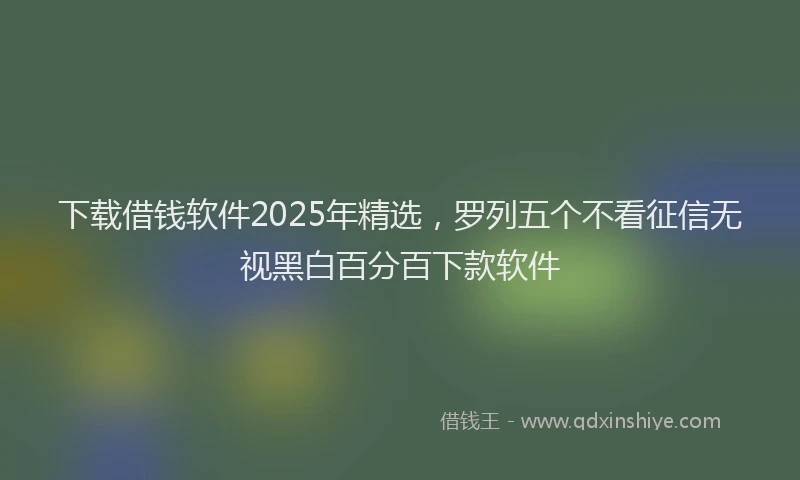 下载借钱软件2025年精选，罗列五个不看征信无视黑白百分百下款软件