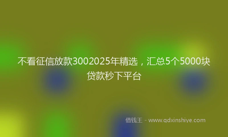 不看征信放款3002025年精选，汇总5个5000块贷款秒下平台