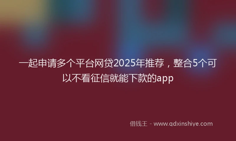 一起申请多个平台网贷2025年推荐，整合5个可以不看征信就能下款的app