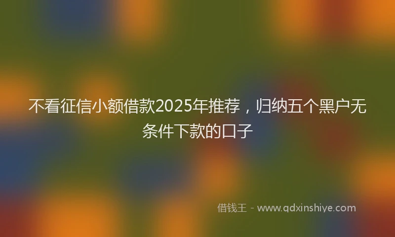 不看征信小额借款2025年推荐，归纳五个黑户无条件下款的口子