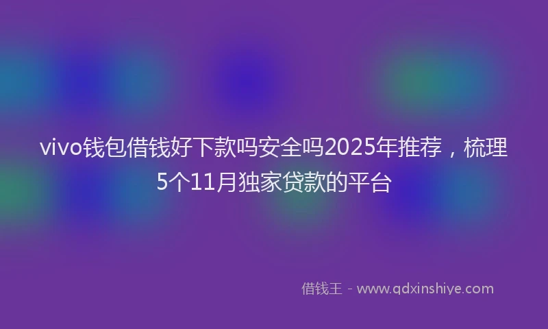 vivo钱包借钱好下款吗安全吗2025年推荐，梳理5个11月独家贷款的平台