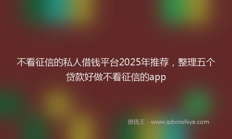 不看征信的私人借钱平台2025年推荐，整理五个贷款好做不看征信的app