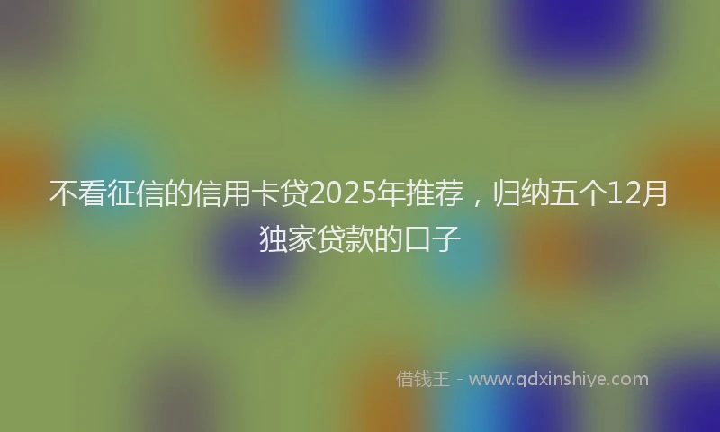 不看征信的信用卡贷2025年推荐，归纳五个12月独家贷款的口子