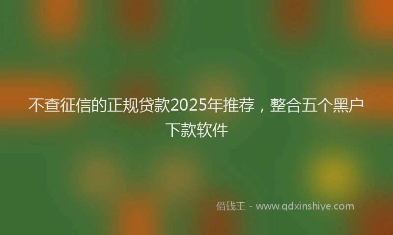 不查征信的正规贷款2025年推荐，整合五个黑户下款软件