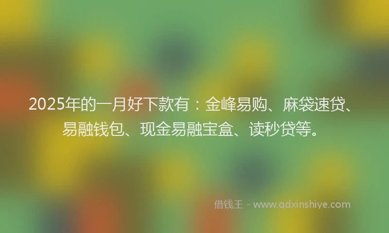 2025年的一月好下款有：金峰易购、麻袋速贷、易融钱包、现金易融宝盒、读秒贷等。