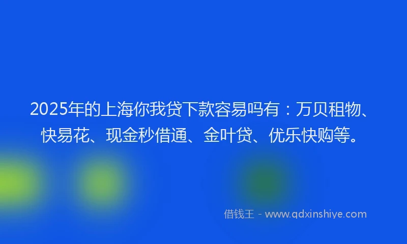 2025年的上海你我贷下款容易吗有：万贝租物、快易花、现金秒借通、金叶贷、优乐快购等。