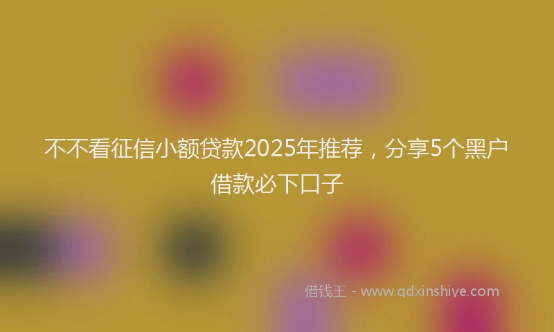 不不看征信小额贷款2025年推荐，分享5个黑户借款必下口子