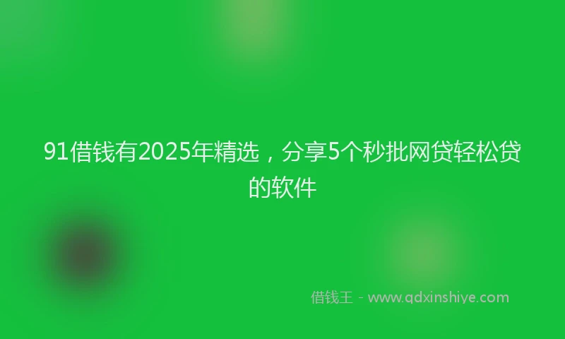 91借钱有2025年精选，分享5个秒批网贷轻松贷的软件