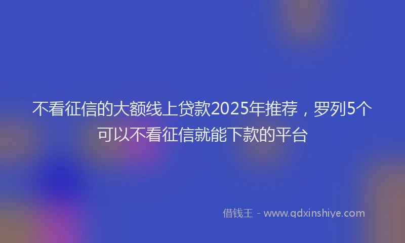 不看征信的大额线上贷款2025年推荐，罗列5个可以不看征信就能下款的平台