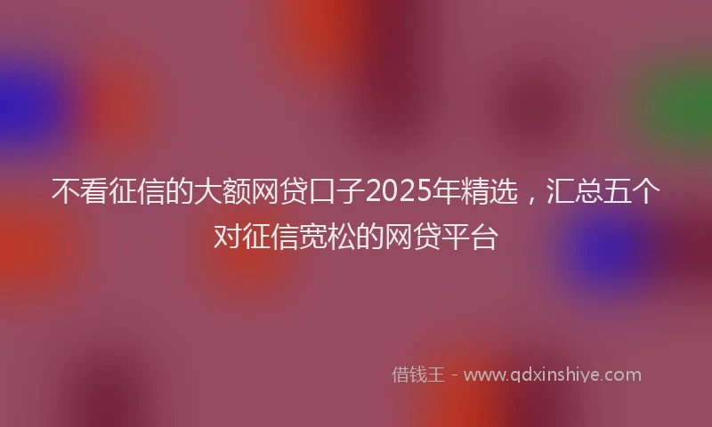 不看征信的大额网贷口子2025年精选，汇总五个对征信宽松的网贷平台