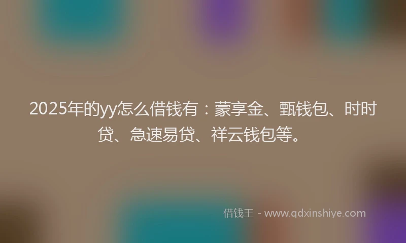 2025年的yy怎么借钱有：蒙享金、甄钱包、时时贷、急速易贷、祥云钱包等。