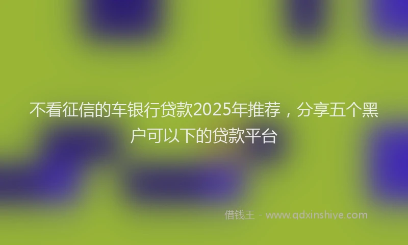 不看征信的车银行贷款2025年推荐，分享五个黑户可以下的贷款平台