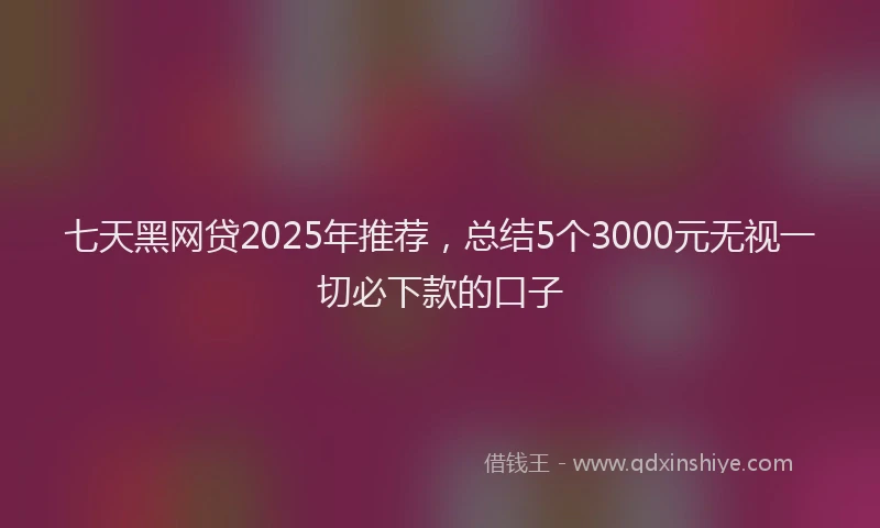 七天黑网贷2025年推荐，总结5个3000元无视一切必下款的口子