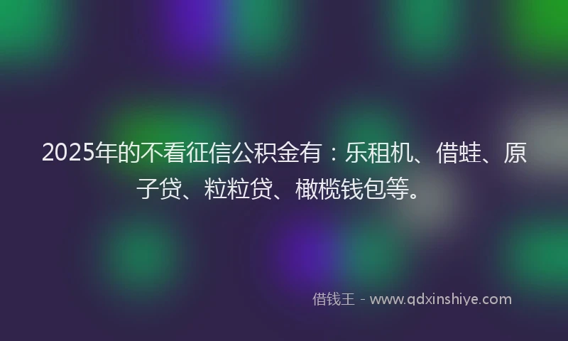 2025年的不看征信公积金有：乐租机、借蛙、原子贷、粒粒贷、橄榄钱包等。