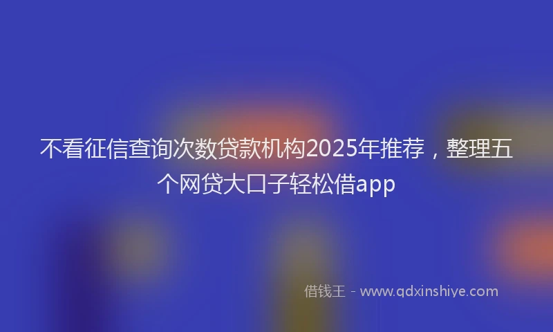 不看征信查询次数贷款机构2025年推荐，整理五个网贷大口子轻松借app