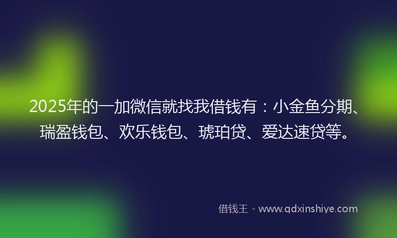 2025年的一加微信就找我借钱有：小金鱼分期、瑞盈钱包、欢乐钱包、琥珀贷、爱达速贷等。