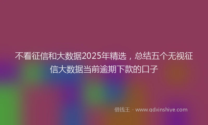 不看征信和大数据2025年精选，总结五个无视征信大数据当前逾期下款的口子
