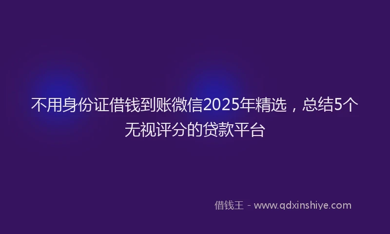 不用身份证借钱到账微信2025年精选，总结5个无视评分的贷款平台