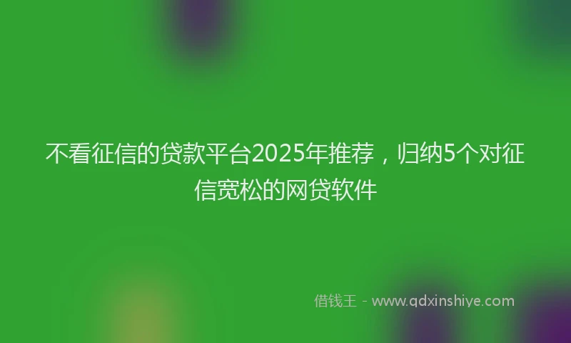 不看征信的贷款平台2025年推荐，归纳5个对征信宽松的网贷软件