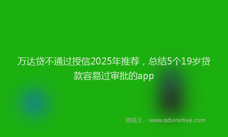 万达贷不通过授信2025年推荐，总结5个19岁贷款容易过审批的app