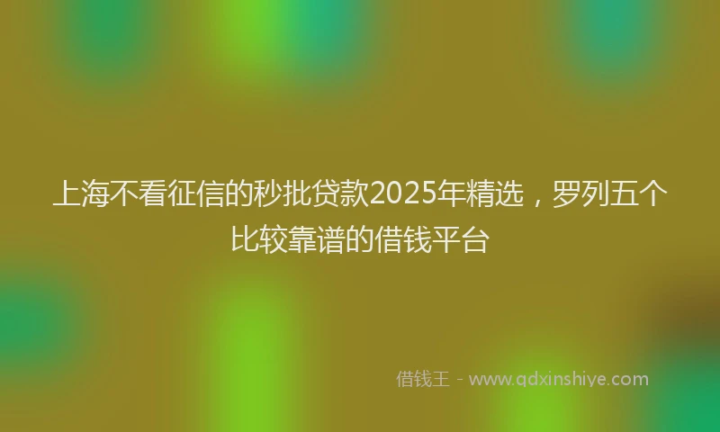 上海不看征信的秒批贷款2025年精选，罗列五个比较靠谱的借钱平台