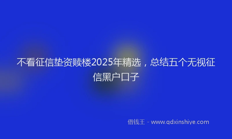 不看征信垫资赎楼2025年精选，总结五个无视征信黑户口子