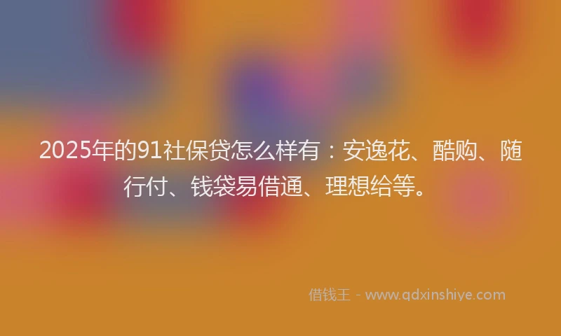 2025年的91社保贷怎么样有：安逸花、酷购、随行付、钱袋易借通、理想给等。