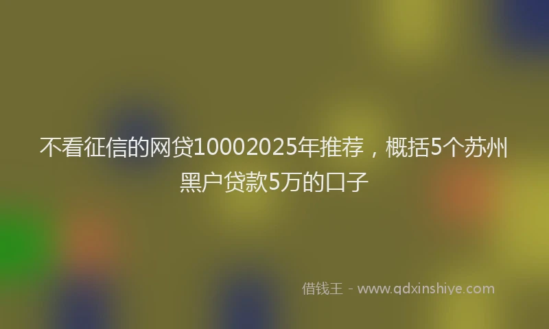 不看征信的网贷10002025年推荐，概括5个苏州黑户贷款5万的口子