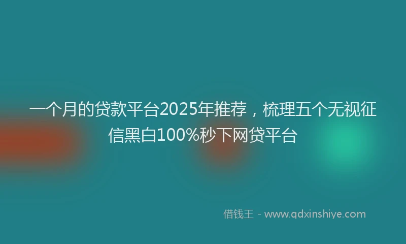 一个月的贷款平台2025年推荐，梳理五个无视征信黑白100%秒下网贷平台