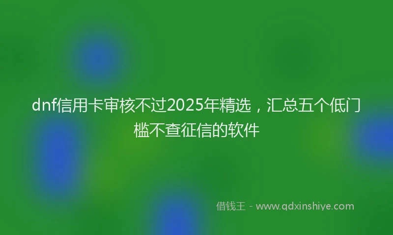 dnf信用卡审核不过2025年精选，汇总五个低门槛不查征信的软件