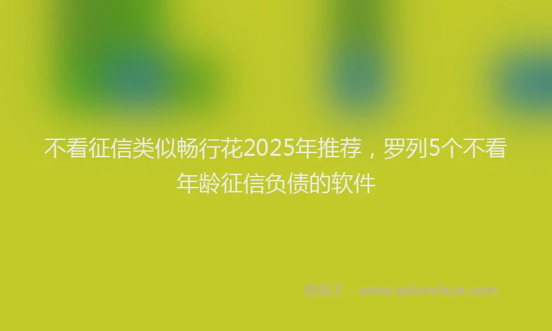 不看征信类似畅行花2025年推荐，罗列5个不看年龄征信负债的软件