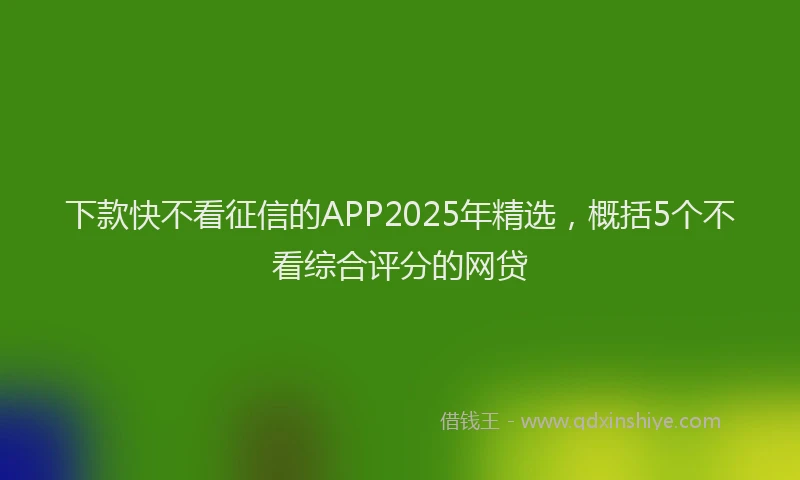 下款快不看征信的APP2025年精选，概括5个不看综合评分的网贷