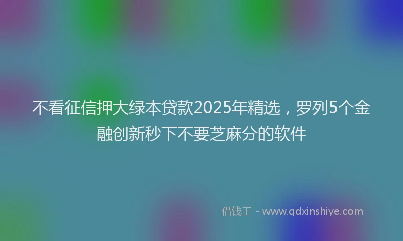 不看征信押大绿本贷款2025年精选，罗列5个金融创新秒下不要芝麻分的软件