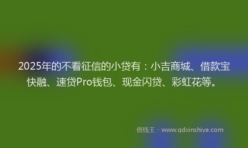 2025年的不看征信的小贷有：小吉商城、借款宝快融、速贷Pro钱包、现金闪贷、彩虹花等。
