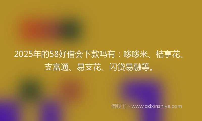 2025年的58好借会下款吗有：哆哆米、桔享花、支富通、易支花、闪贷易融等。