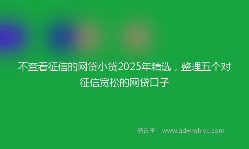 不查看征信的网贷小贷2025年精选，整理五个对征信宽松的网贷口子