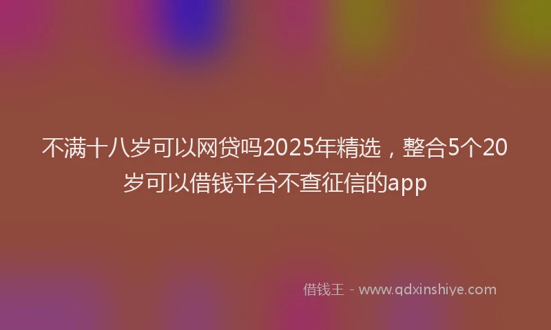 不满十八岁可以网贷吗2025年精选，整合5个20岁可以借钱平台不查征信的app