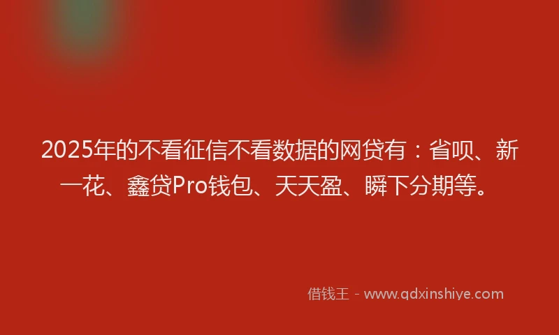 2025年的不看征信不看数据的网贷有：省呗、新一花、鑫贷Pro钱包、天天盈、瞬下分期等。