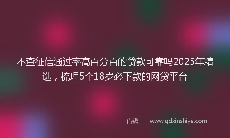 不查征信通过率高百分百的贷款可靠吗2025年精选，梳理5个18岁必下款的网贷平台