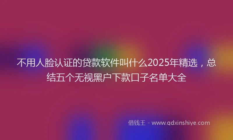 不用人脸认证的贷款软件叫什么2025年精选，总结五个无视黑户下款口子名单大全
