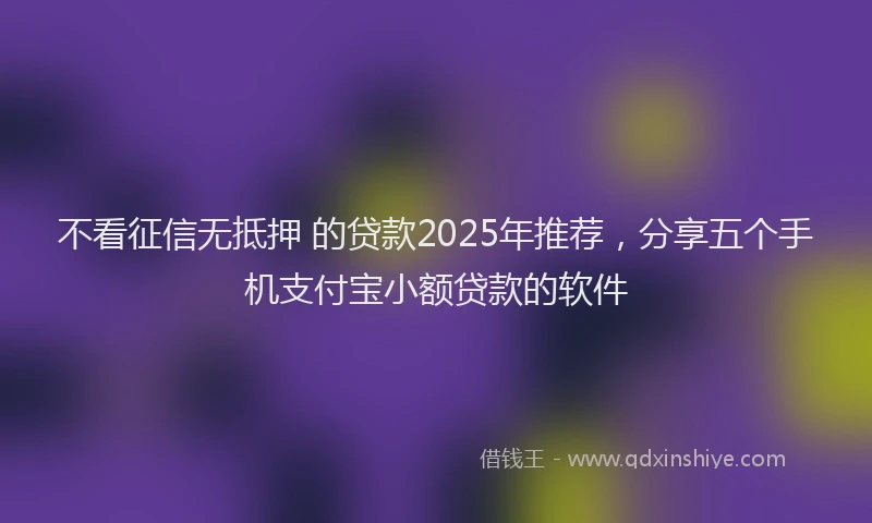 不看征信无抵押 的贷款2025年推荐，分享五个手机支付宝小额贷款的软件