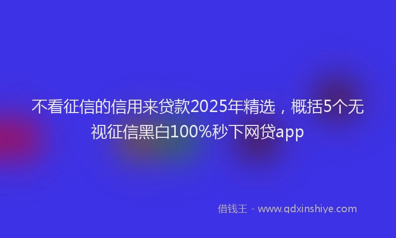 不看征信的信用来贷款2025年精选，概括5个无视征信黑白100%秒下网贷app