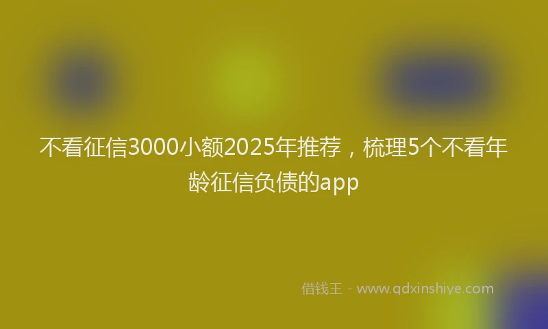 不看征信3000小额2025年推荐，梳理5个不看年龄征信负债的app