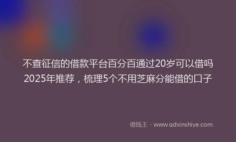 不查征信的借款平台百分百通过20岁可以借吗2025年推荐，梳理5个不用芝麻分能借的口子